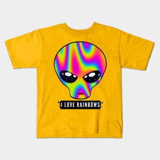 i love rainbows with gay alien Kids T-Shirt